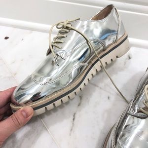 Zara silver lace up oxfords